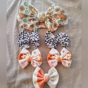 Toddler little girl headband bow clips bundle set Fall pumpkin ghost Halloween